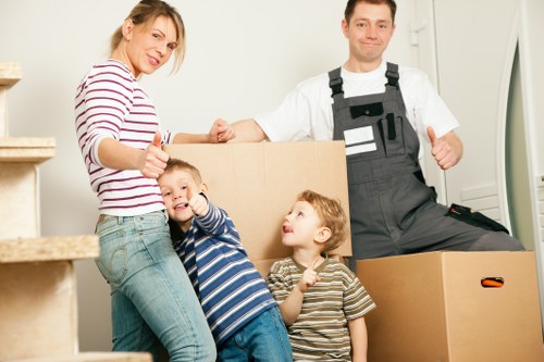 Professional office removals Spitalfields with packed computer equipment and labeled cartons